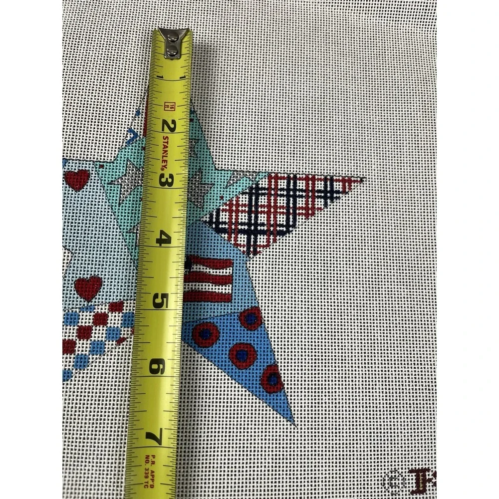 Renaissance Designs Handpainted Needlepoint Canvas USA Star Flag 4th of July‎